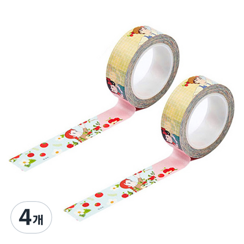 빨강머리앤 마스킹 테이프 15mm x 10m, 사과나무, 4개