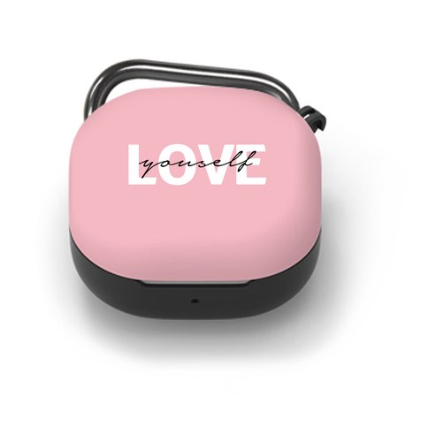 구스페리 레터링 디자인 갤럭시 버즈라이브 케이스 + 키링, 단일상품, LOVEYOURSELF
