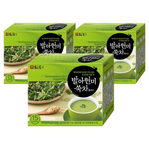 담터 발아현미 쑥차 플러스, 15g, 15개입, 3개