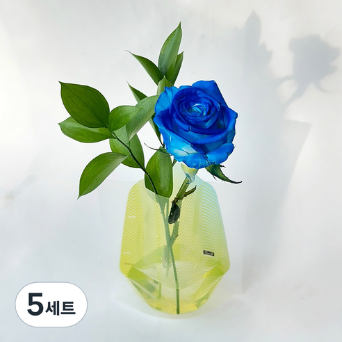 포켓플라워 생화 장미 한송이 세트, 블루, 5세트