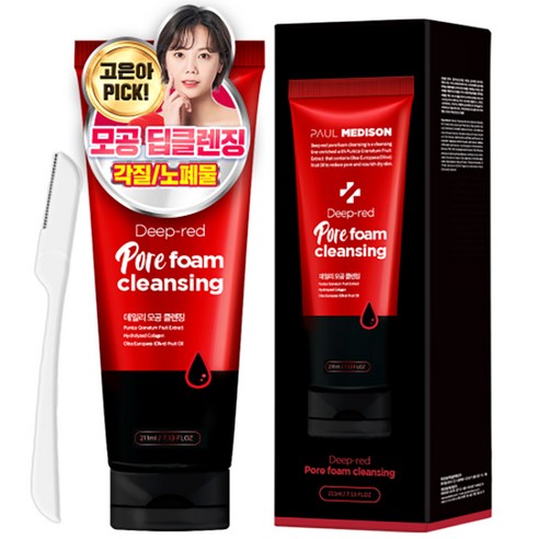 폴메디슨 마이크로휩 딥레드 포어 폼클렌징 211ml + 눈썹칼 색상랜덤, 1세트