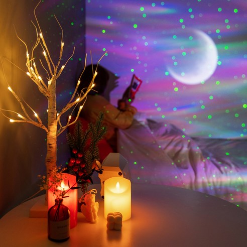 이즈휴 라비프렌즈 뉴문 오로라 빔 무드등 LED 블루투스 스피커, 블랙
