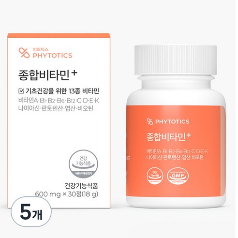 피토틱스 종합비타민+ 18g, 30정, 5개