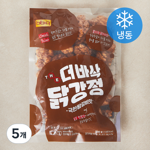비비큐 더바삭 닭강정 극한왕갈비맛 (냉동), 500g, 5개