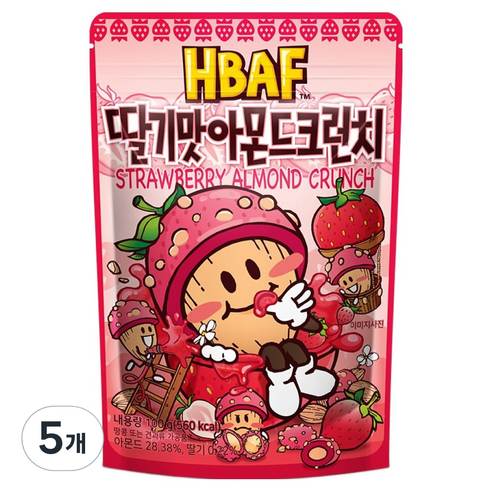 바프 딸기맛 아몬드 크런치, 100g, 5개