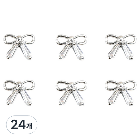 젤로젤로 스톤 리본 네일 파츠 JCP-1, 24개, 실버(JCP-17)