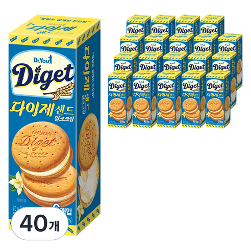 오리온 다이제 밀크크림 샌드, 70g, 40개