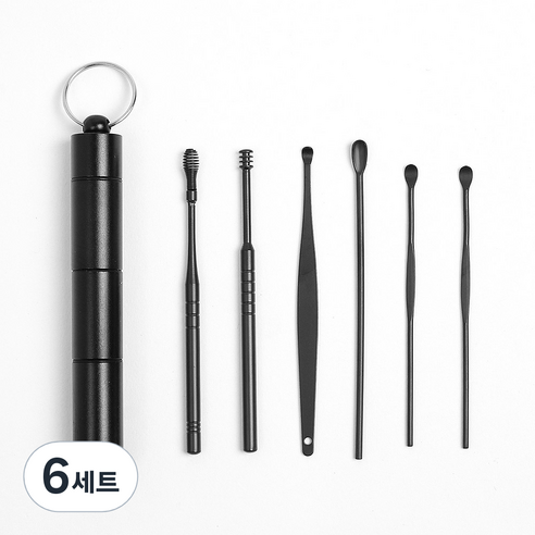 휴대용 귀이개 6종 세트 블랙, 6세트