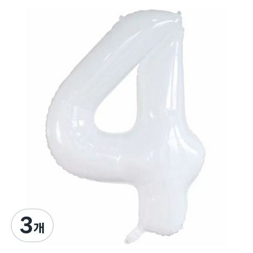 세컨드베스트 깔끔한 화이트 파티풍선 80cm, 숫자 4, 3개