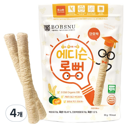 서울대밥스누 에디슨롱뻥, 단호박, 30g, 4개