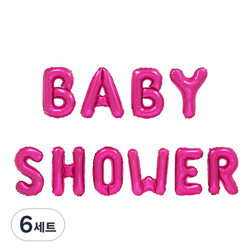파티팡 BABY SHOWER 은박풍선 세트, 핑크, 6세트