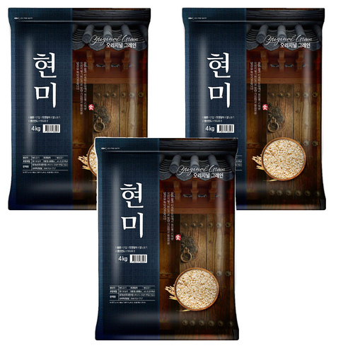오리지널그레인 현미, 4kg, 3개