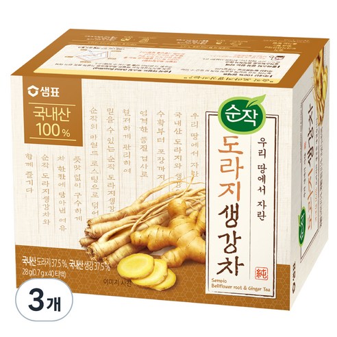 순작 도라지 생강차, 0.7g, 40개입, 3개