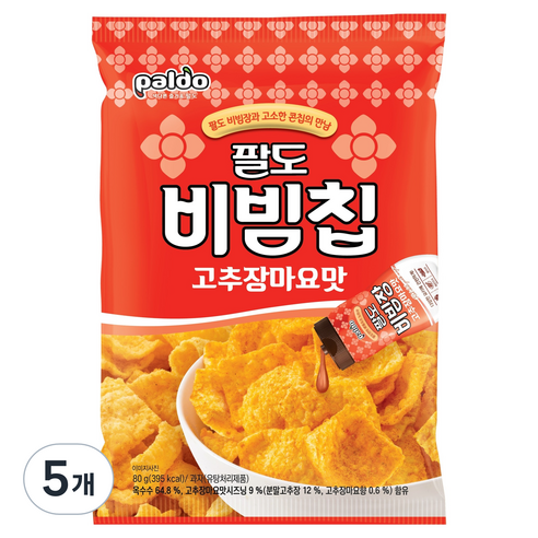 팔도 비빔칩 고추장마요맛, 5개, 80g