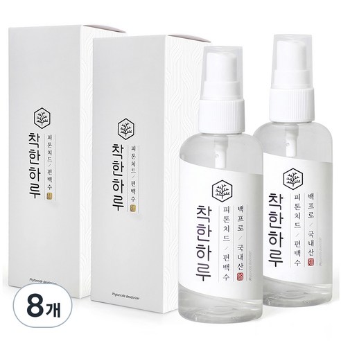 착한하루 피톤치드 편백수 탈취제 휴대용 스프레이, 8개, 100ml