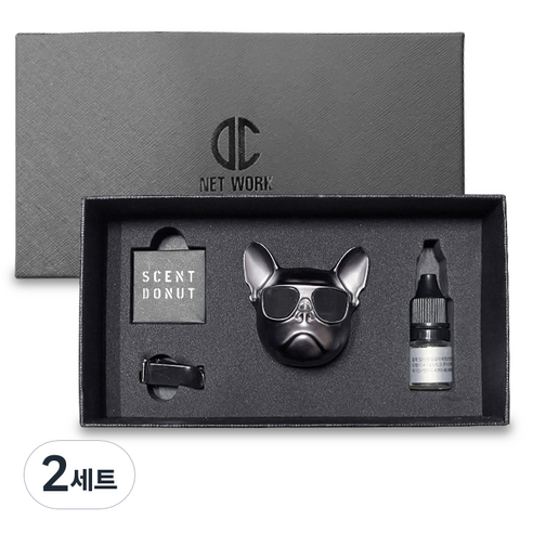디씨네트워크 차량용 불독 방향제 무광실버 오일향, 2세트, 클린코튼