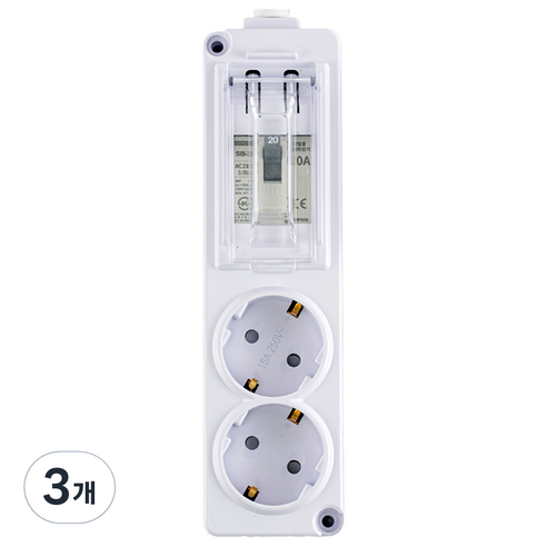 에코파워탭 고용량 배선차단용 2구 멀티탭, 40cm, 화이트, 3개