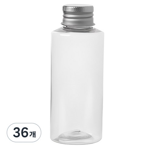 AC100 투명 음료용기 알루미늄 실버캡, 100ml, 36개