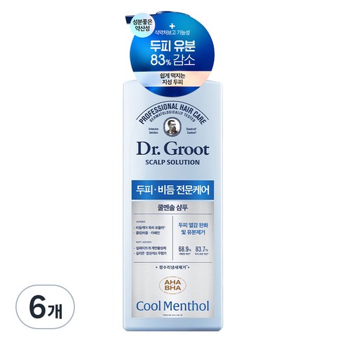 닥터그루트 스칼프 솔루션 쿨멘솔 두피 비듬샴푸, 700ml, 6개