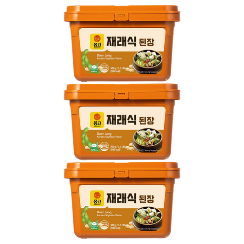 몽고식품 할랄 인증 재래식 된장, 500g, 3개