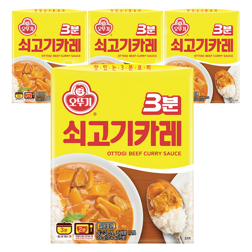 오뚜기3분 쇠고기카레, 200g, 4개