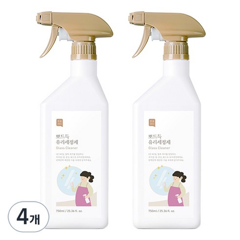 쉼표365 뽀드득 대용량 창문 유리세정제, 750ml, 4개