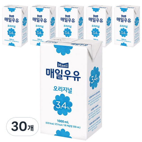 매일 멸균우유 오리지널 1000ml x 6입(1box), 1L, 30개