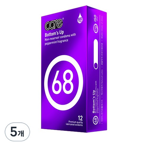 care 바텀업 68 일반형콘돔, 5개, 12개입