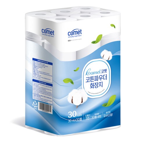 부드러움과 가성비를 모두 잡은 코멧 코튼 파우더 3겹 화장지, 지금 바로 만나보세요!