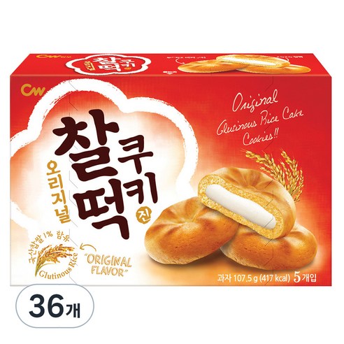 청우식품 찰떡쿠키 오리지널, 107.5g, 36개