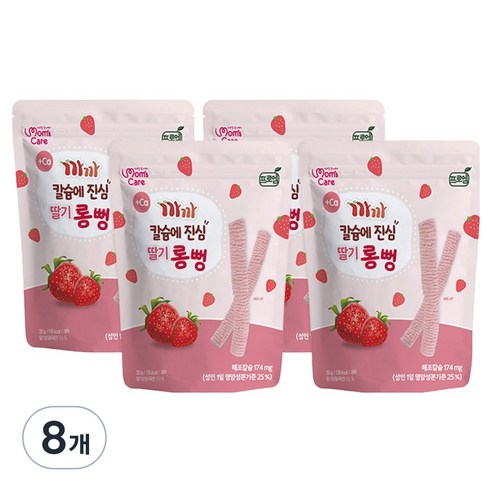 까까 프로엠 칼슘에 진심 딸기 롱뻥 과자, 딸기맛, 30g, 8개