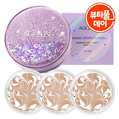 에이지투웨니스 샤이닝 드롭 에디션 뉴오리지널 에센스 커버 팩트 케이스 + 리필 12.5g x 3p, 23호(화이트라떼), 1개