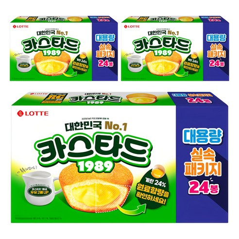 롯데카스타드 대용량 실속 패키지 24p, 552g, 3개