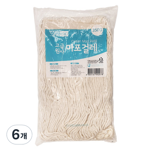 삼정크린마스터 고급 원사 마포걸레 350g, 6개