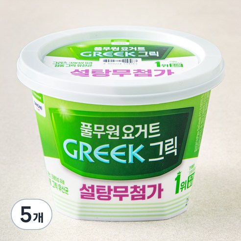 풀무원다논 그릭 설탕무첨가 플레인 요거트, 400g, 1개입, 5개