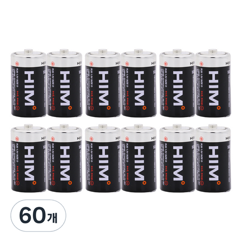 힘 건전지 망간 D형 벌크, 1개입, 60개