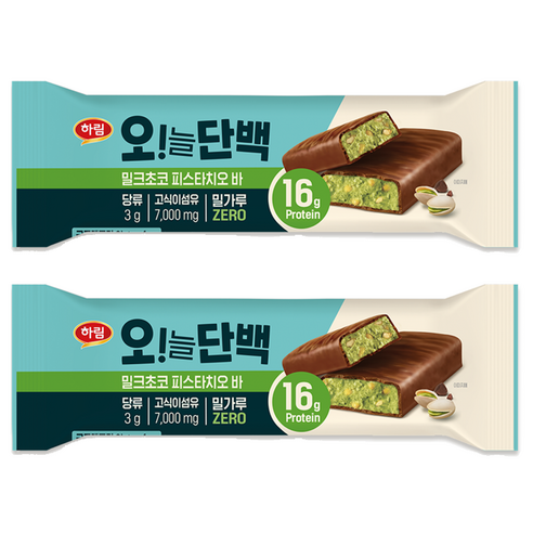 하림 오늘단백 밀크초코 피스타치오바, 48g, 2개