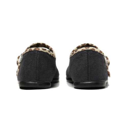 가을날 사랑스러운 발걸음을 위한 봉통 코듀로이 레오파드 메리제인 슬립온