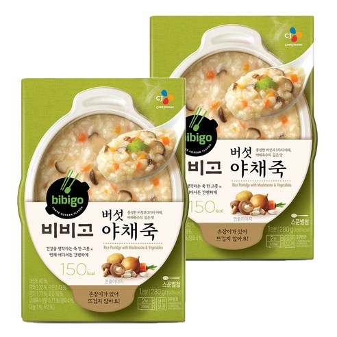 비비고 버섯 야채죽, 280g, 2개