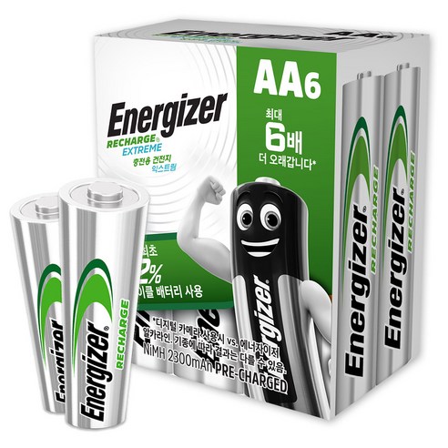 에너자이저 충전용 익스트림 AA 건전지, 6개입, 1개