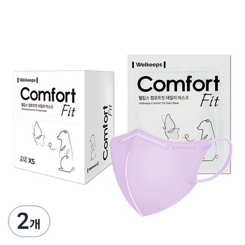 웰킵스 컴포트핏 데일리 새부리형 마스크 초소형, 25개입, 3개, 라벤더