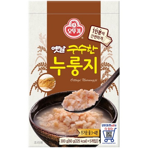 오뚜기 누룽지 (60GX5) 300g, 1개 풍부한 맛과 편리한 포장이 만나다