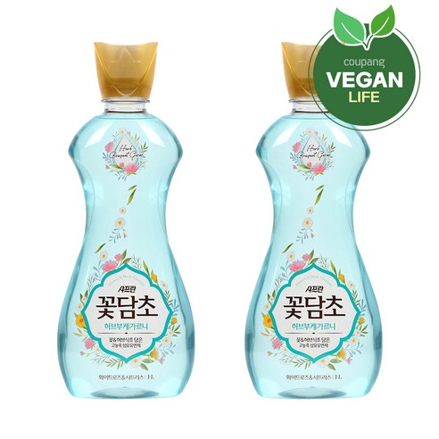 샤프란 꽃담초 섬유유연제 화이트로즈, 1L, 2개