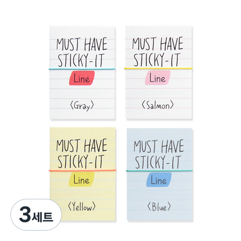 왈가닥스 머스트 해브 스티키 점착메모지 4p, Line, 3세트