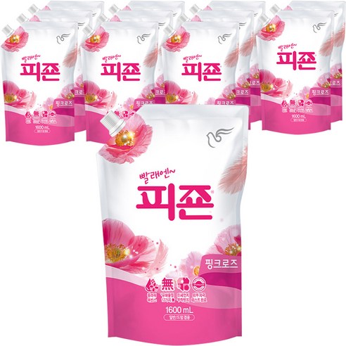 피죤 레귤러 섬유유연제 핑크로즈 리필, 1.6L, 12개