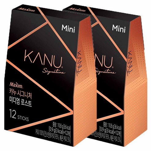 맥심 카누 시그니처 미디엄 로스트 미니 원두커피믹스, 0.9g, 12개입, 2개