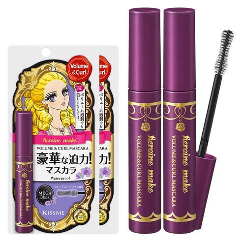키스미 히로인메이크 볼륨앤컬 마스카라 EX 6g, 딥블랙, 2개 키스미트래블 키스미 히로인메이크 볼륨앤컬 마스카라 EX 6g, 딥블랙, 2개 키스미트래블