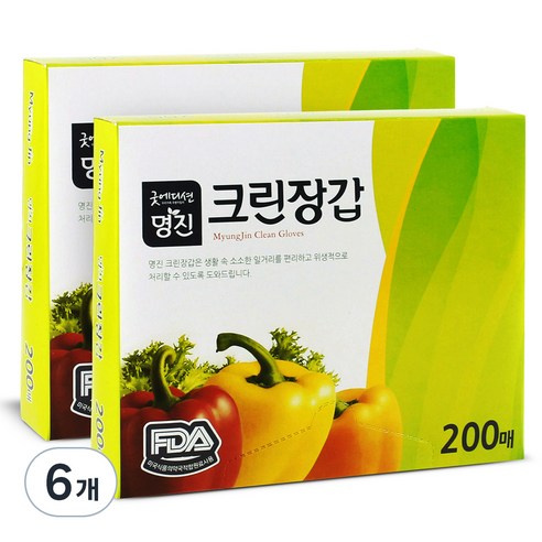 명진 크린 위생장갑 200매, 200개, 6개