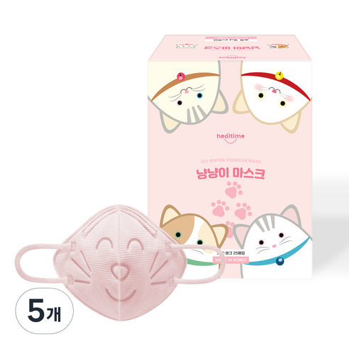 힐타임 냥냥이 마스크 소형, 25개입, 5개, 핑크