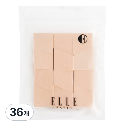 ELLE PARIS 웨지 메이크업 퍼프 대용량, 36개, 무향